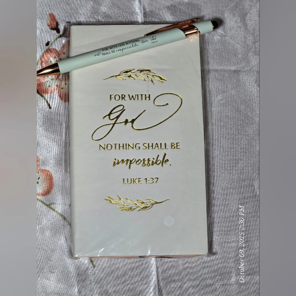 Inspirational journal with Gold Lettering & matching stylus pen